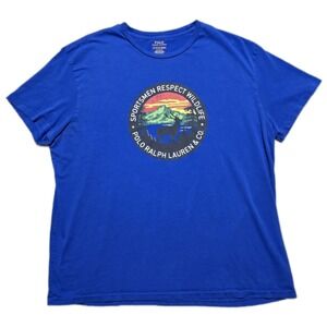 Polo Country Ralph Lauren Sportsmen Respect Wildlife Blue T-Shirt Mens XL